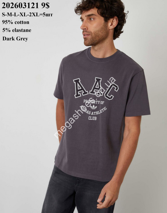 Мужская футболка Adidas 95% cotton, 5% elastane 202603121 VX купити оптом на 7 км в Одесі​