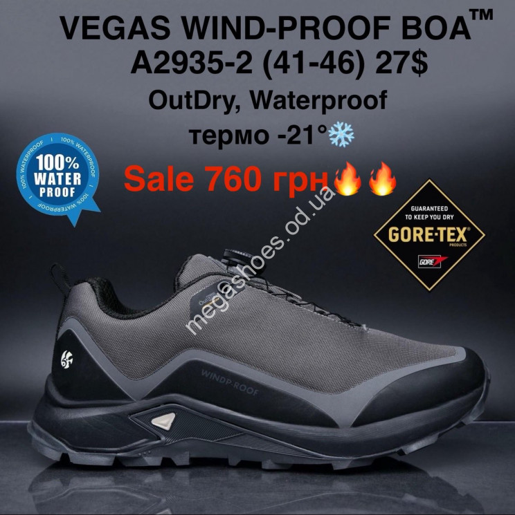 Мужские кроссовки VEGAS WIND-PROOF BOA™ waterproof, gore-tex, термо -21° A2935-2 MG купить оптом в Одессе